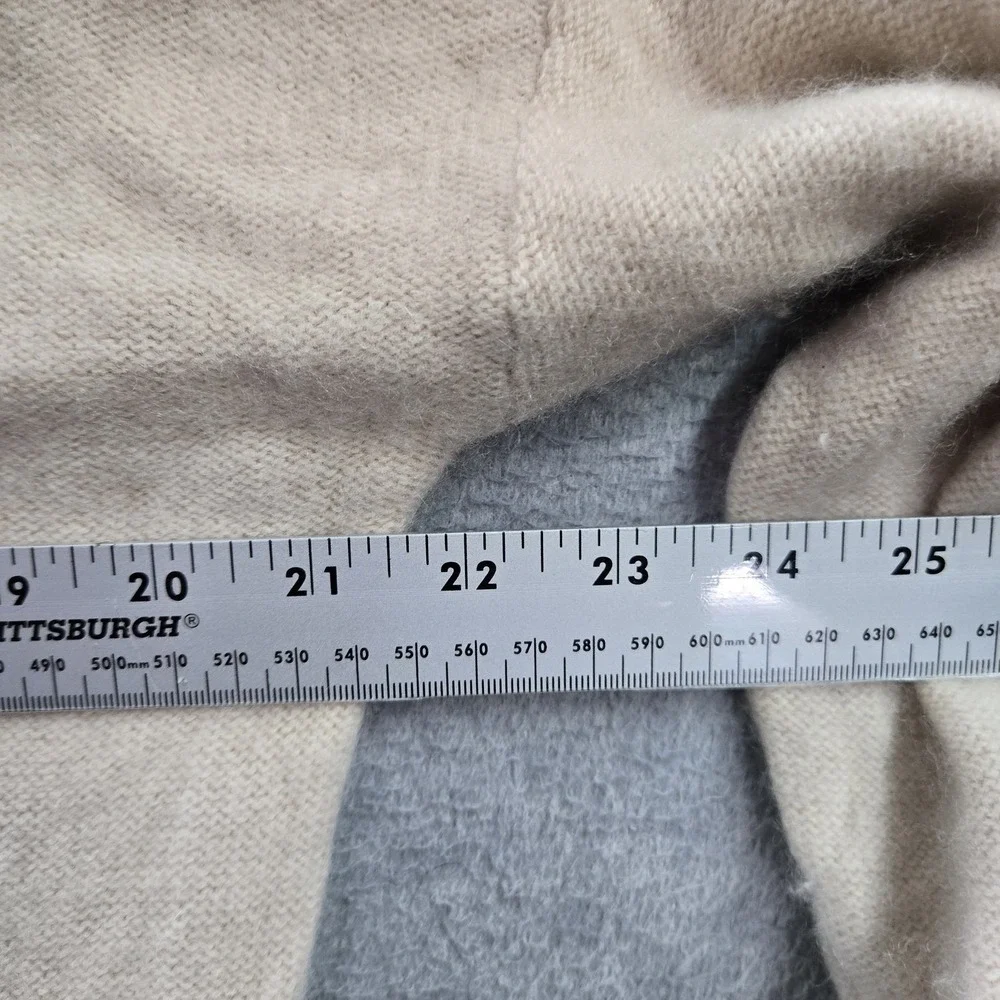 Tahari Women Sweater M Beige Knit 2 Ply Cashmere Long Sleeve‎ Mock Neck Pullover